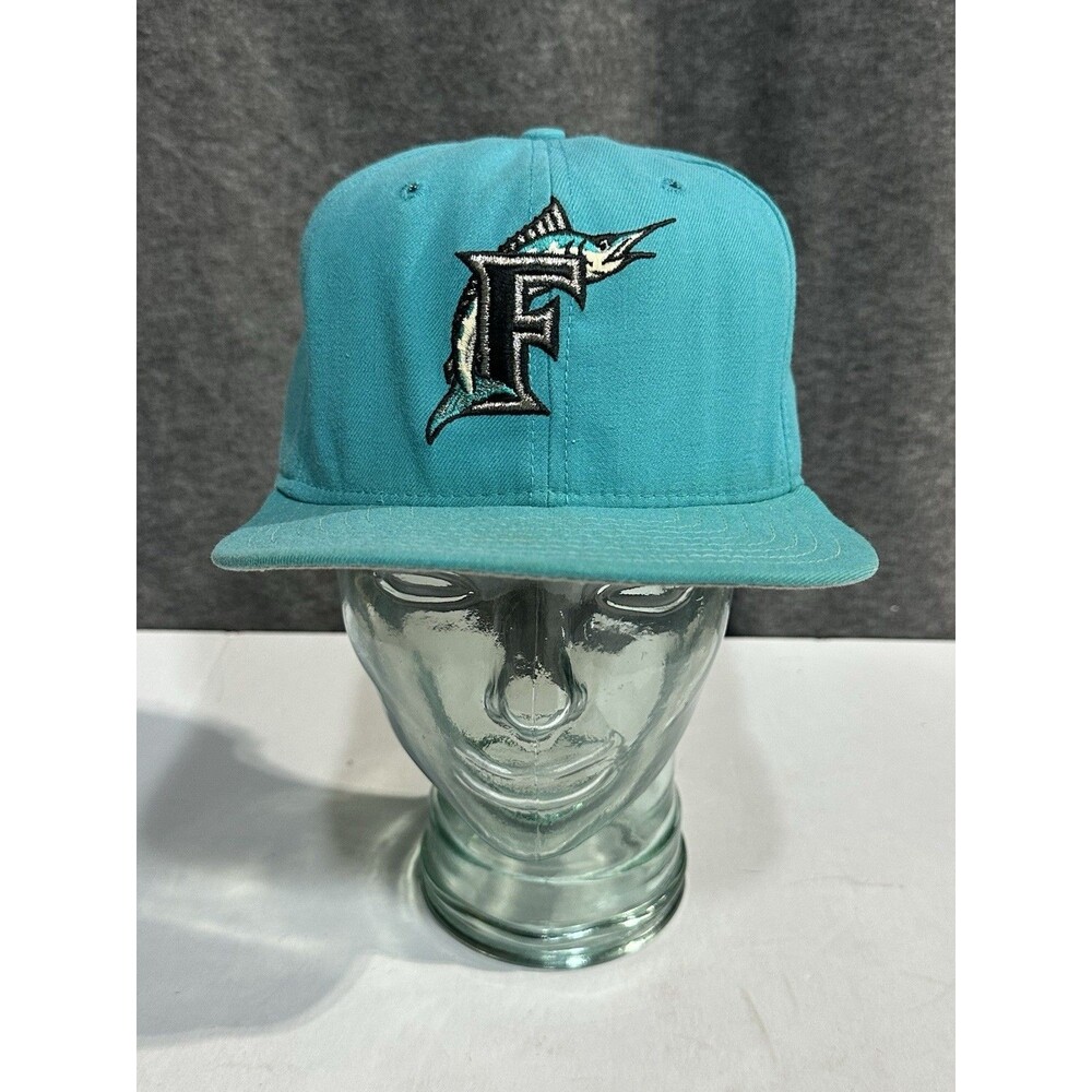 Vintage Florida Marlins Hat Cap Fitted Mens  Teal Diamond Collection MLB Wool